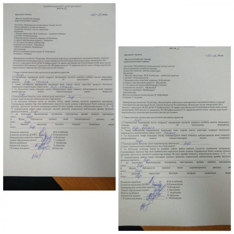 Тамақтану сапасын мерзімдік бағалау