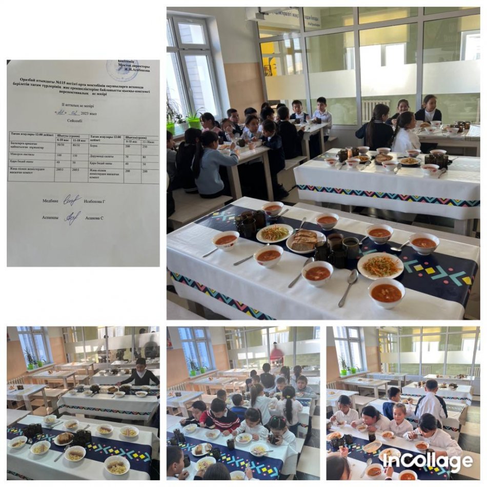 Мектеп асханасындағы ас мәзірі