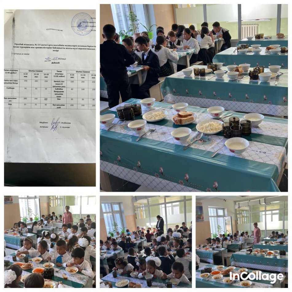 Дүйсенбі куннің ас мәзірі