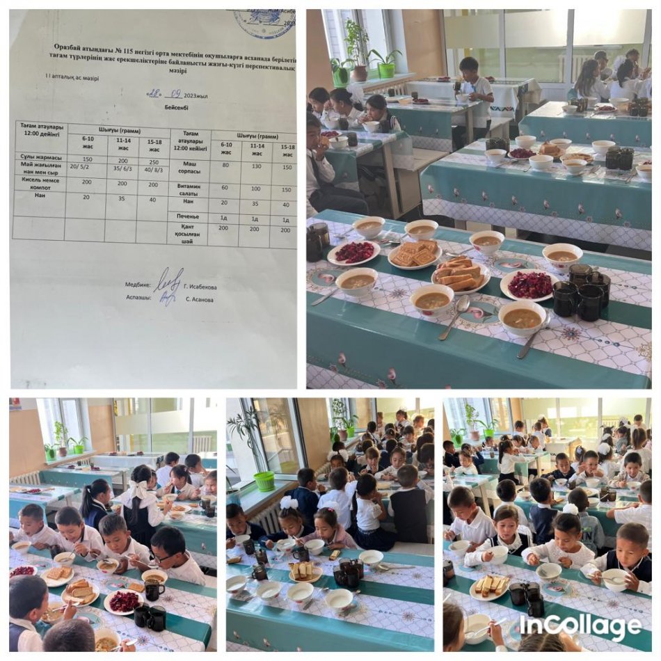 Бейсенбі күннің ас мәзірі