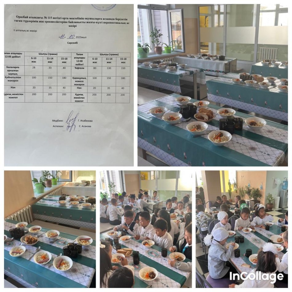 Сәрсенбі күннің ас мәзірі