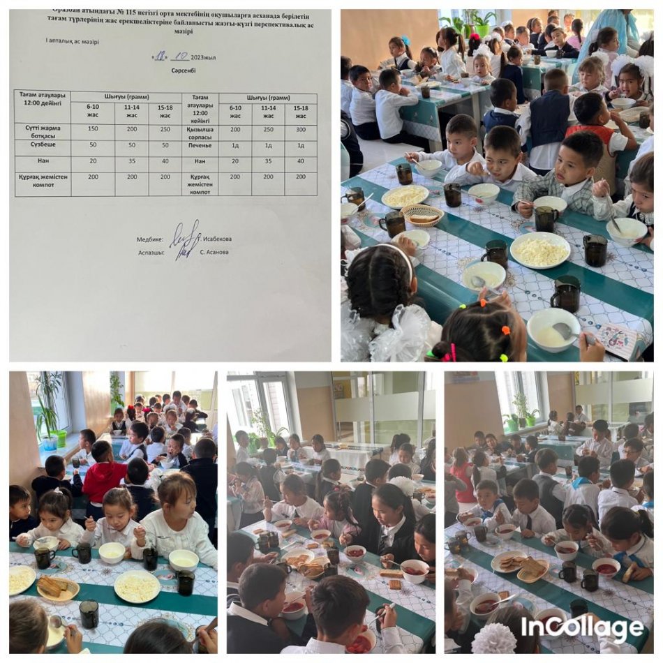 Сәрсенбі күннің ас мәзірі