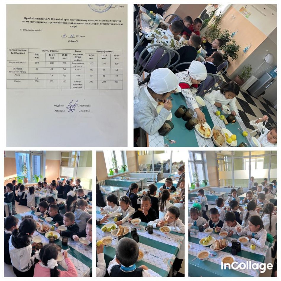 Сейсенбі күннің ас мәзірі