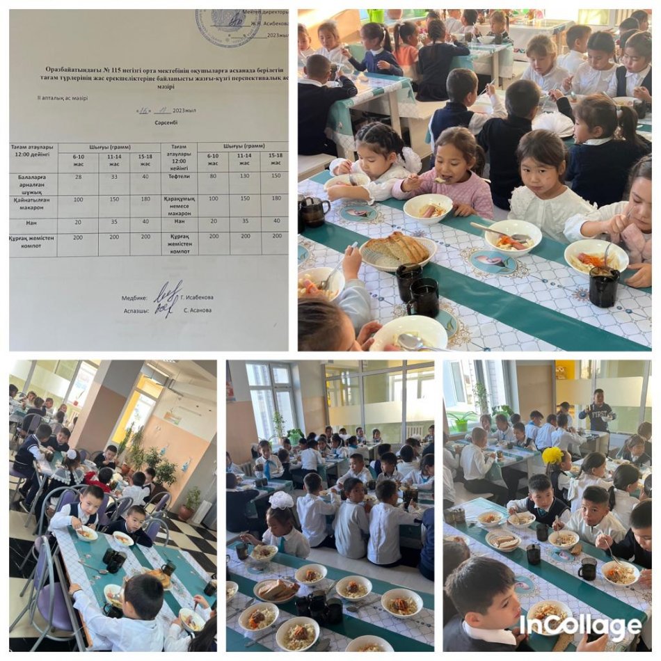 Сәрсенбі күннің ас мәзірі